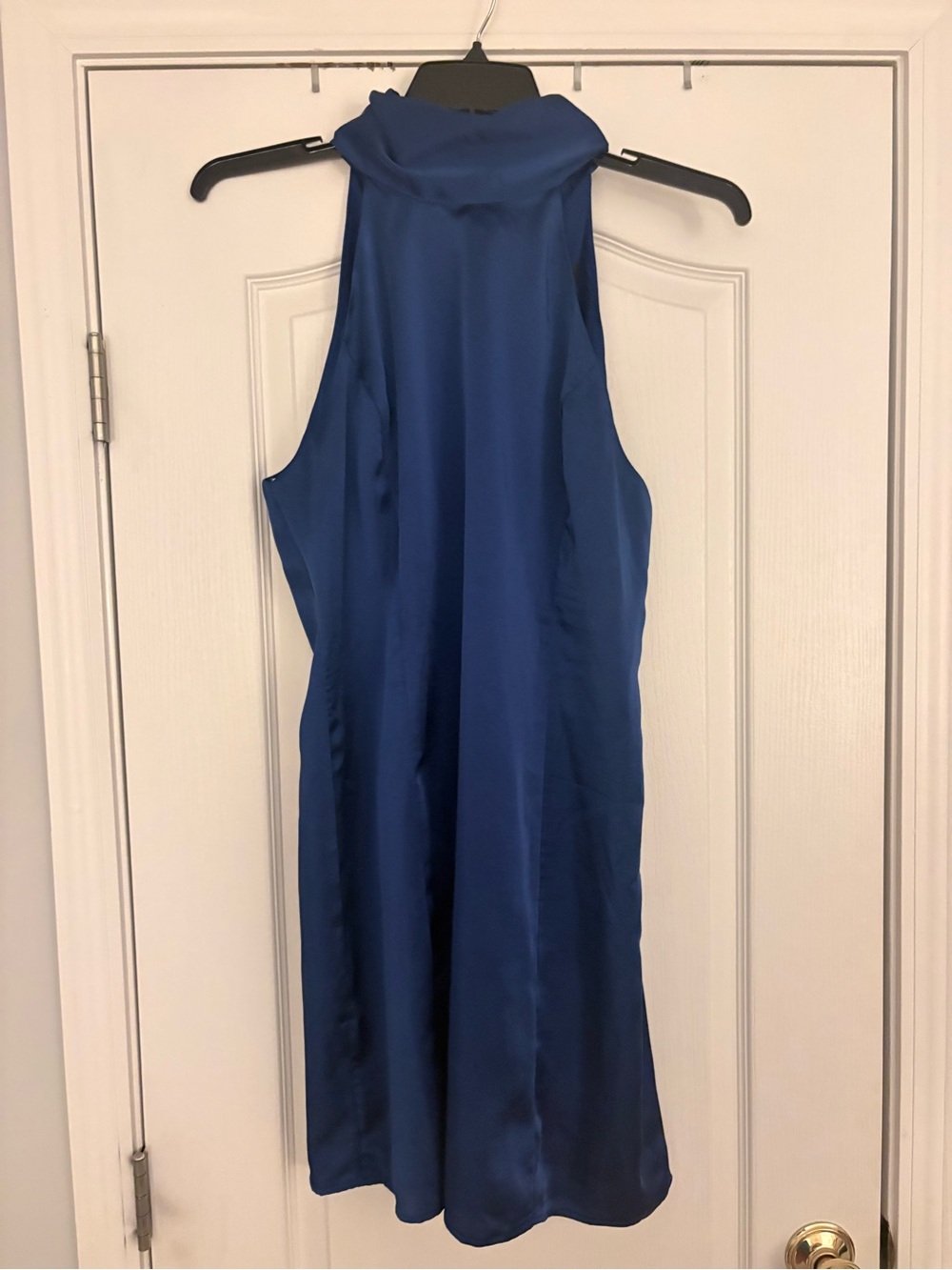 Lulu's Cowl Neck Satin Mini Dress in Royal Blue